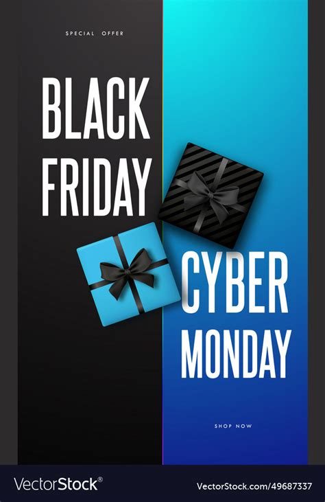 Black Friday And Cyber Monday Vertical Promo Vector Image