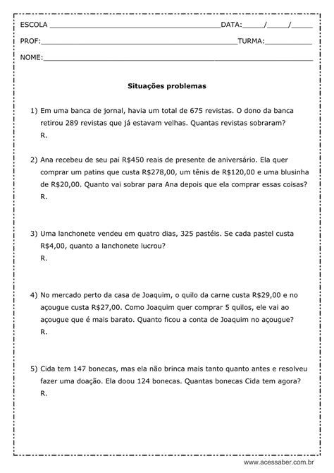 Situações Problemas 4 Ano Multiplicação E Divisão Librain