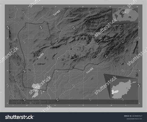 Farah Province Afghanistan Grayscale Elevation Map Stock Illustration