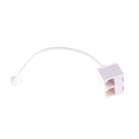 White P C Rj Dual Female To Male Telephone Cable Splitter Adapter