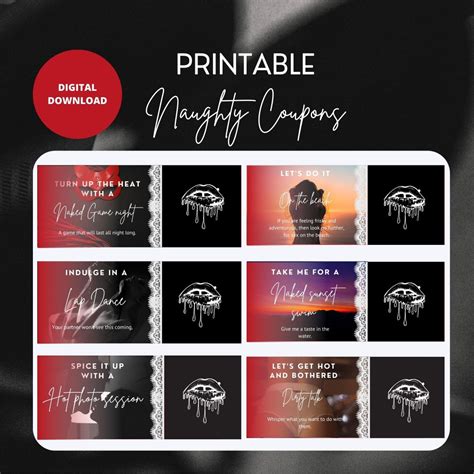 Printable Naughty Coupons Anniversary Gift For Him And Her Sex Coupons Kinky Couple Naughty