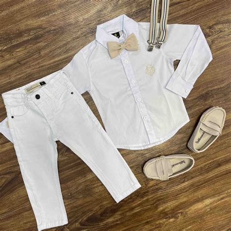 Conjunto Infantil Camisa Branca Calça mais Kit Nude