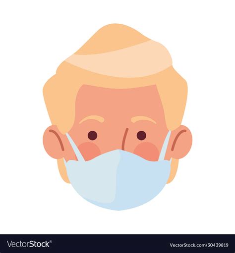 Man Using Face Mask Head Character Royalty Free Vector Image