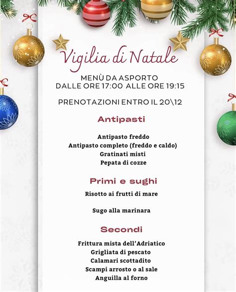 Menu Asporto Vigilia Di Natale 2023 Ristorante Chiaroscuro