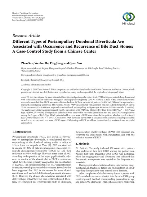 Pdf Different Types Of Periampullary Duodenal Diverticula Are