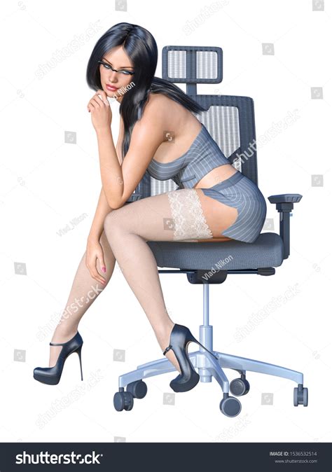 Longhaired Sexy Brunette Secretary Uniform White Stock Illustration 1536532514 Shutterstock