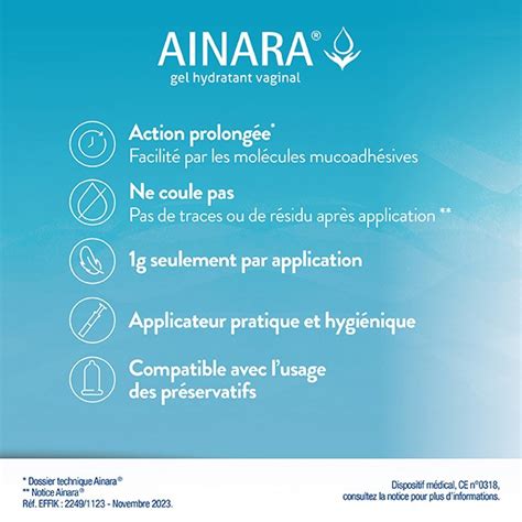 Ainara gel hydratant vaginal lubrifiant Sécheresse vaginale