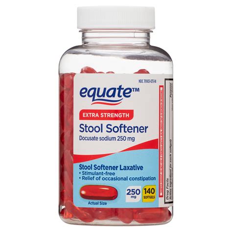 Equate Extra Strength Stool Softener Softgels For Constipation 250 Mg