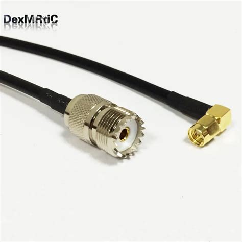 1PC New SMA Male Plug Right Angle To UHF Female Jack SO239 RG58 Coaxial