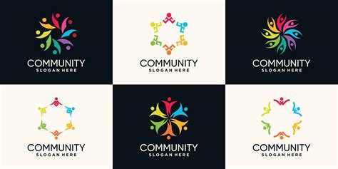 Set of community logo design with creative concept Premium Vector ...