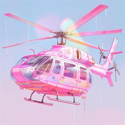 Premium AI Image | there is a pink helicopter flying through the air ...