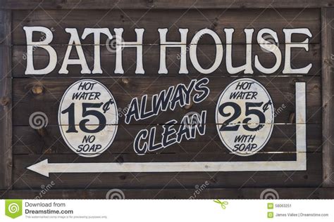 Photo About Old West Vintage Bathhouse Sign Image Of Signage Hygiene