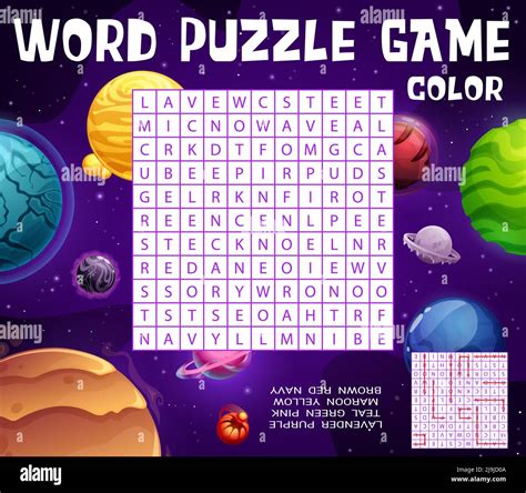 Fantastic Galaxy Space Planets Word Search Puzzle Game Worksheet