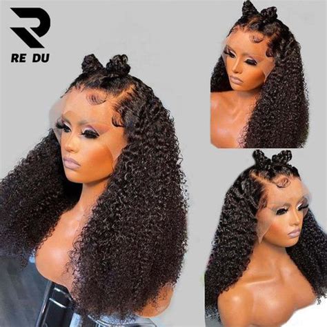 Fashion Cheap Afro Kinky Curly Wigs - Hair Front Water Wave HD 360 Frontal Wig - Full Hair Wigs ...