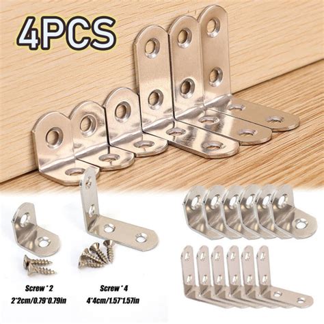 4pcs L Shaped Corner Brackets Metal Corner Braces Drawer Shelf Wall