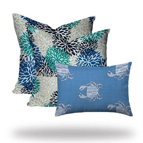 Homeroots 3 Piece 20 In X 20 In Blue And White Indoor Decorative Pillow In The Throw Pillows