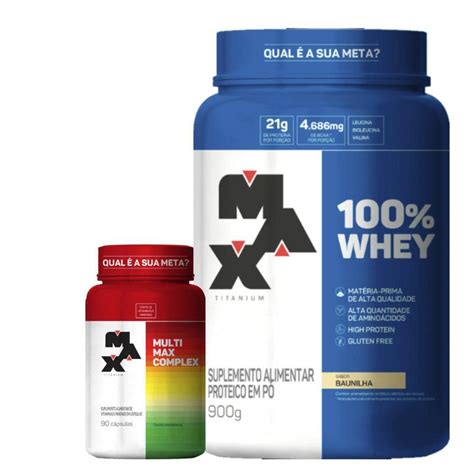 Combo Whey G Multimax Complex Caps Max Titanium Kit De