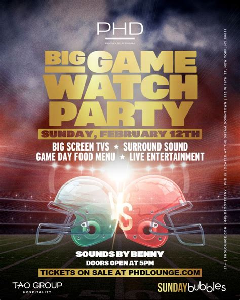 Big Game Watch Party at PHD Rooftop Lounge | Tao Group Hospitality