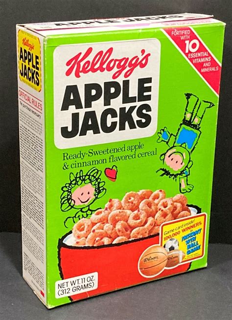 1981 Kelloggs Apple Jacks Cereal Box Instant Win Sports Balls Offer