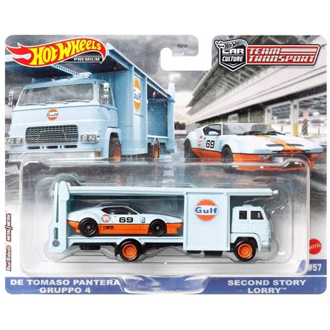 Hot Wheels Premium Team Transport Gulf De Tomaso Pantera Gruppo Shopee Singapore