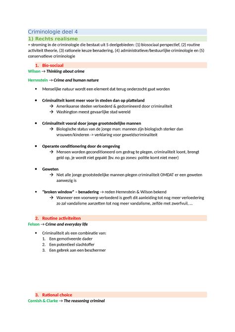 SV Criminologie Deel 4 Samenvatting Criminologie Deel 4 1 Rechts