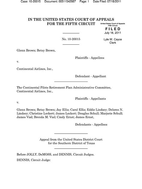 Fillable Online Ca5 Uscourts Brown V Continental Airlines Inc