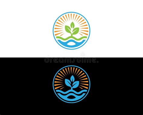 La Nature Et L Eau Logo Design Avec Symbole De La Plante Nergie