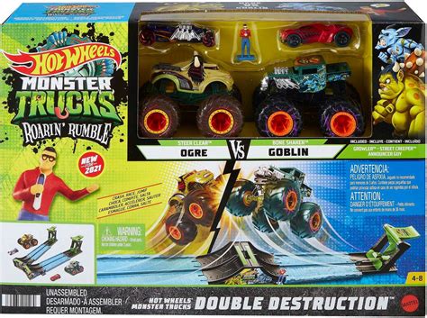Hot Wheels Monster Trucks zestaw Podwójna Demolka 4 autka Humbi pl