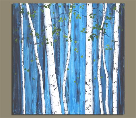 abstract painting WHITE BIRCH trees painting tree paintings