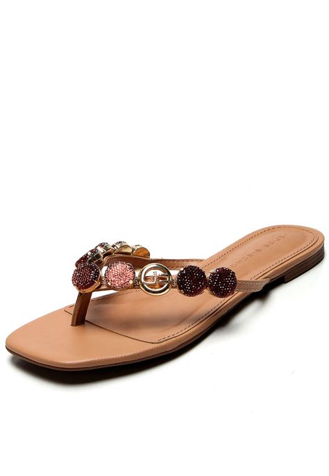 Rasteirinha Rasteira Couro Jorge Bischoff Pedraria Nude Compre Agora Dafiti Brasil