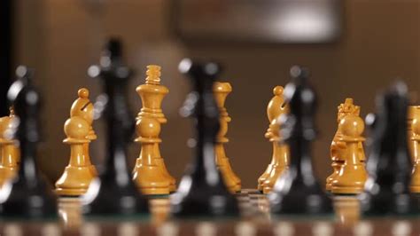 elegant black  gold chess set close  lifestyle stock footage ft
