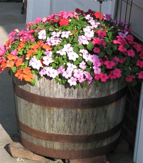 Barrel Planter Barrel Planter Country Garden Decor Garden Planters