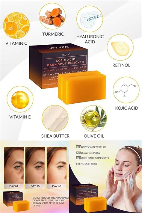 Valitic Kojic Acid Dark Spot Remover Soap Bars With Vitamin C Retinol Collagen Turmeric