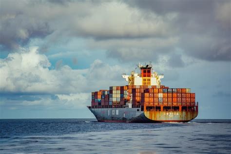 Premium Photo Cargo Ship Sailing On Open Sea At Sunset