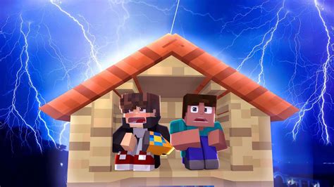 Minecraft DESAFIO DA BASE 100 SEGURA CONTRA TEMPESTADE DE RAIOS