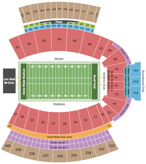 Davis Wade Stadium At Scott Field Tickets & Seating Chart - Event ...