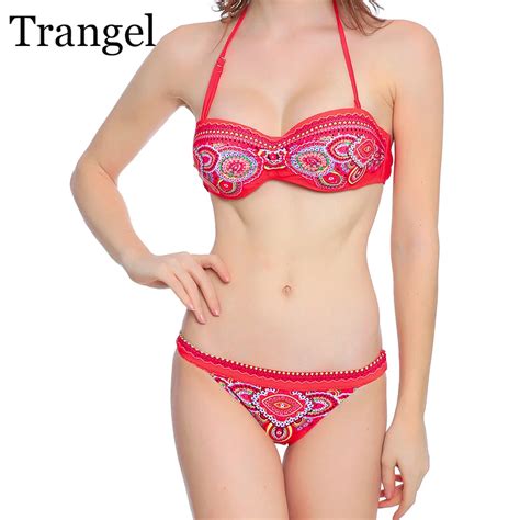 Trangel Sexy Bikini Brand Swimsuit For Women Print Swimwear Push