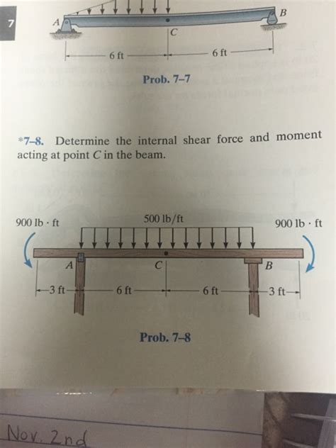 Solved 7 8 Determine The Internal Shear Force And Moment