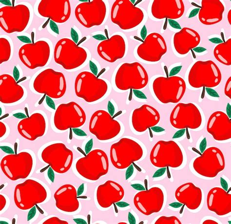 Premium Vector Red Apples Seamless Pattern Vector Pattern Design