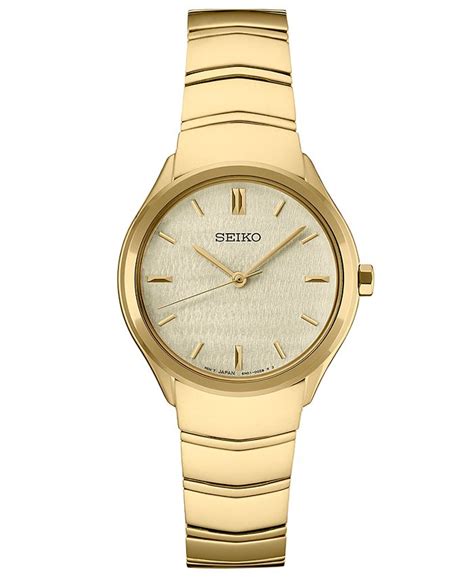 Seiko Womens Essentials Gold Tone Stainless Steel Bracelet Watch 30mm Macys