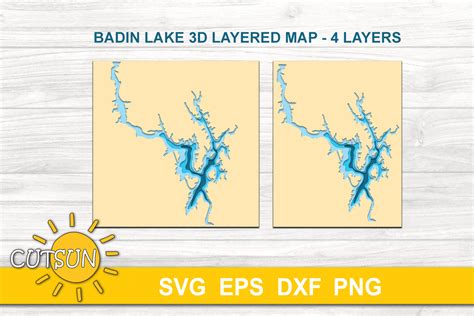 3D Layered Badin Lake depth map - 4 layers – Cutsunsvg