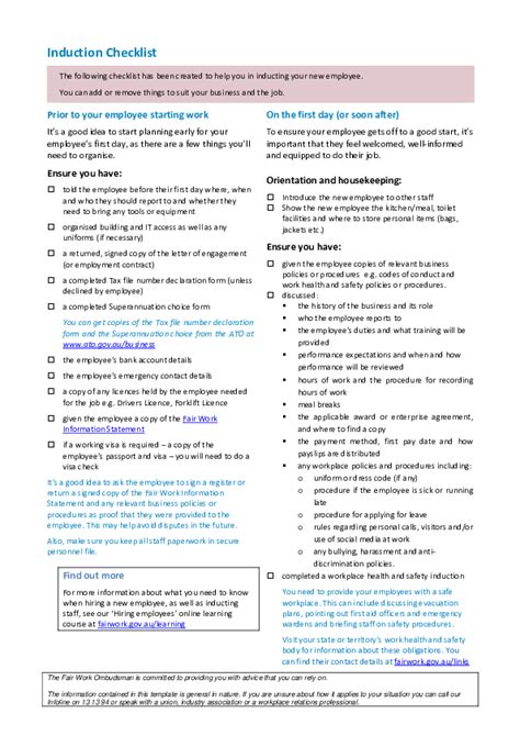 (DOC) Template induction checklist