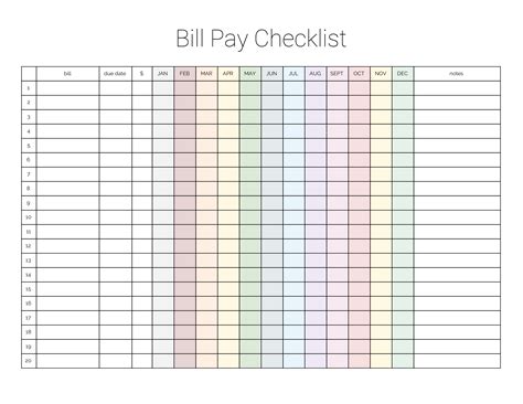 10 Best Free Printable Bill Payment Chart Printablee Com Riset Bill Pay Sheet Pdf Template