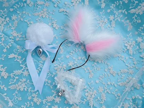 Bunny ears and tail Fluffy Bunny Ears Rabbit ear set Pet | Etsy