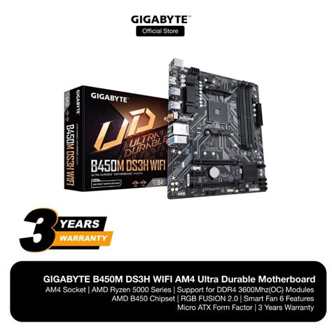 Gigabyte B450m Ds3h Wifi Am4 Ultra Durable Motherboard B450m Ds3h Wifi