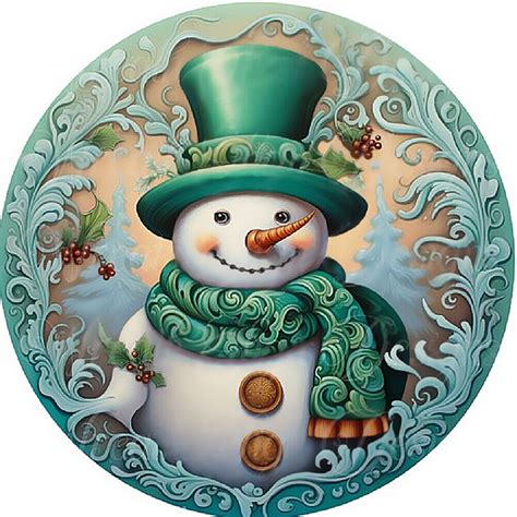 H D Diy Full Round Drill Diamond Painting Snowman Kit Home