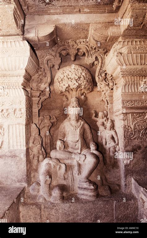 Statue Of Yakshini Guardian Carved In A Cave Ellora Aurangabad