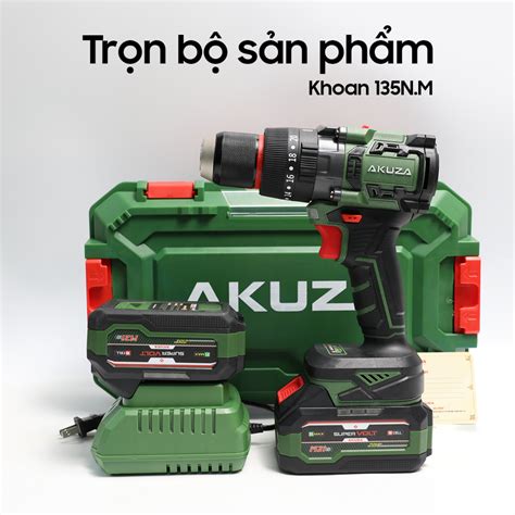 Khoan Pin 21V AKUZA đầu kẹp 13mm tính năng xung 135N m Anti Kickback