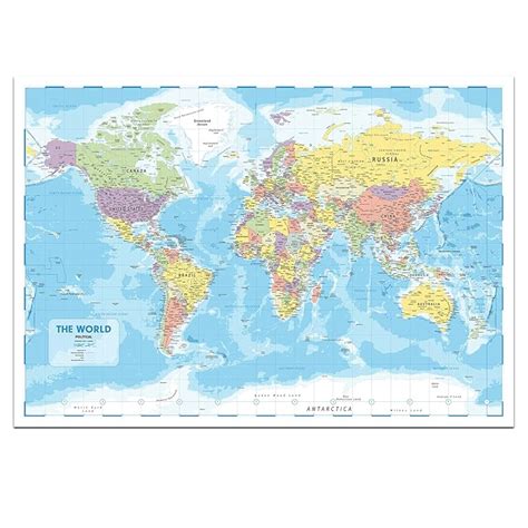 Buy Large Wall Map Of The World Poster Political Map Wall Art Showing