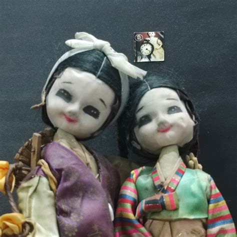 Vintage Big Eyed Asian Korean Bradley Style Mod Stockinette Dolls Toys